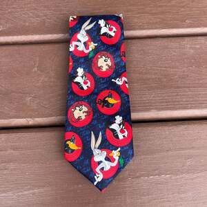 1999 Vintage Looney Tunes Mania Characters 58” Tie Bugs Daffy Taz Sylvester